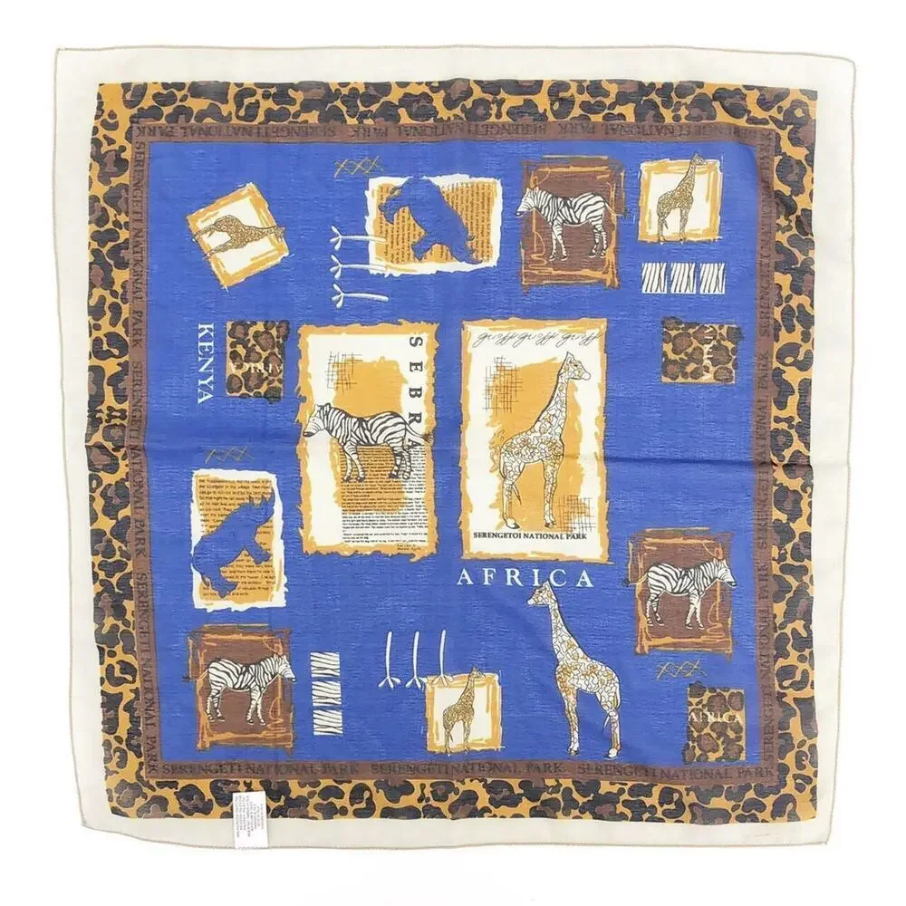 80s Serengeti National Park Africa souvenir scarf 1980s vintage